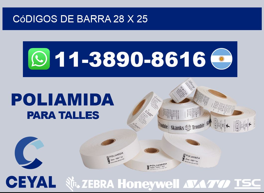 códigos de barra 28 x 25