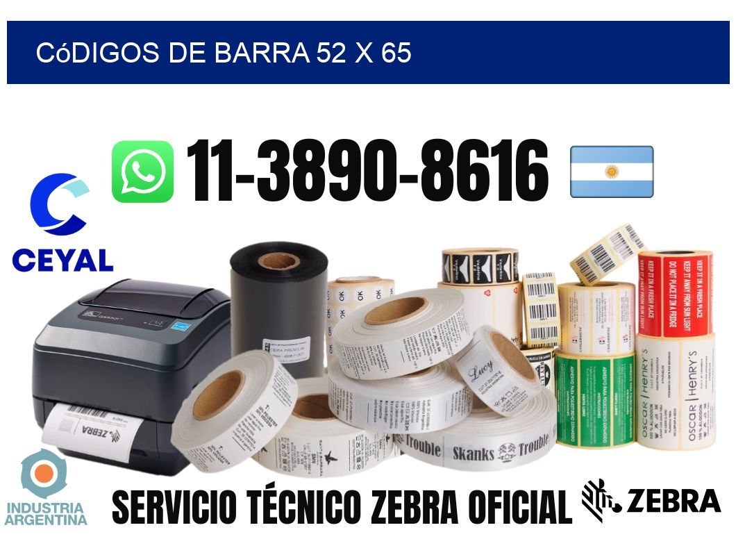 códigos de barra 52 x 65