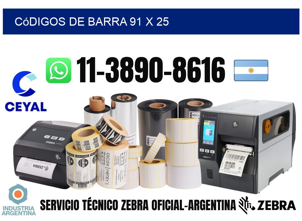 códigos de barra 91 x 25