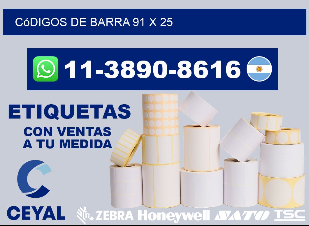 códigos de barra 91 x 25