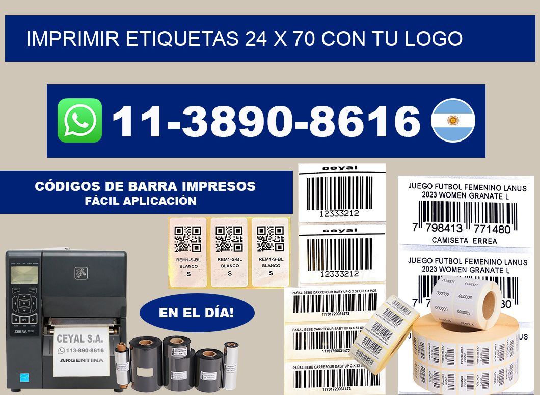 imprimir etiquetas 24 x 70 con tu logo