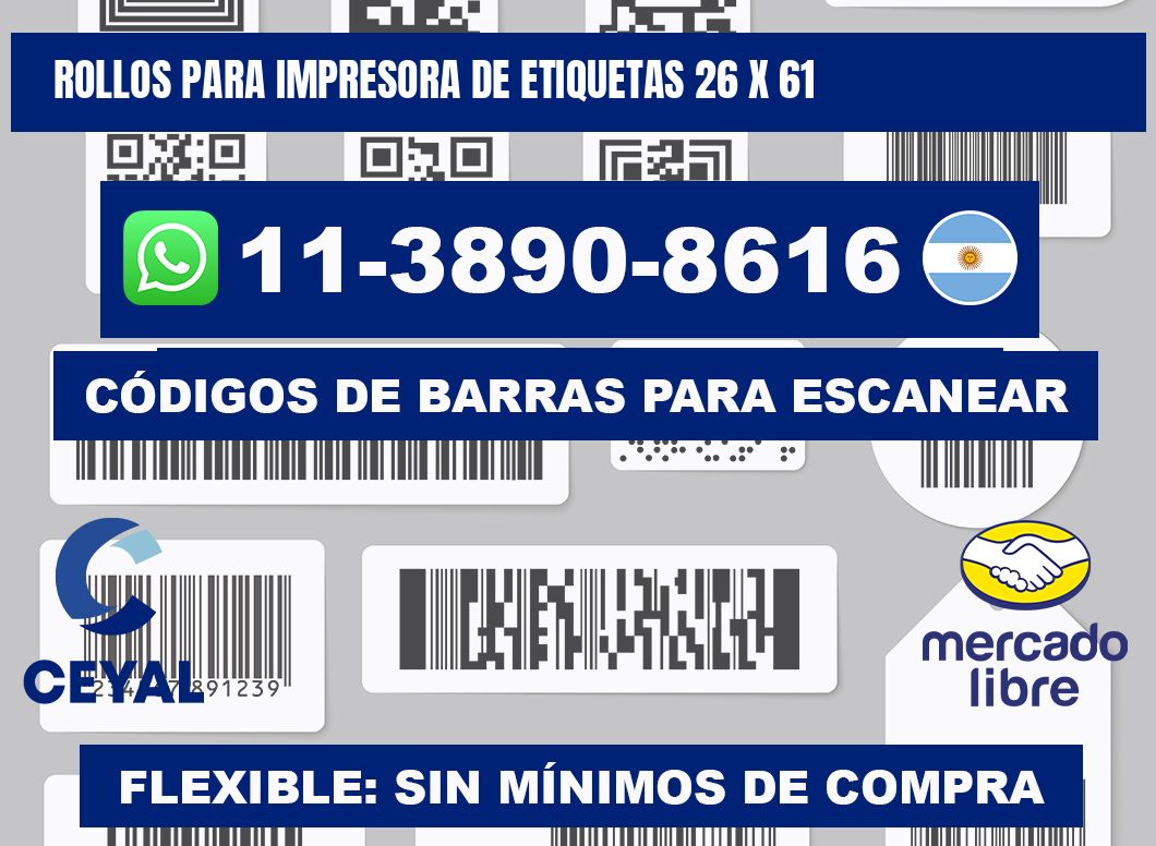 rollos para impresora de etiquetas 26 x 61