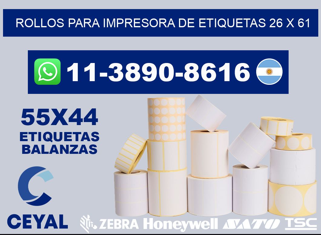 rollos para impresora de etiquetas 26 x 61