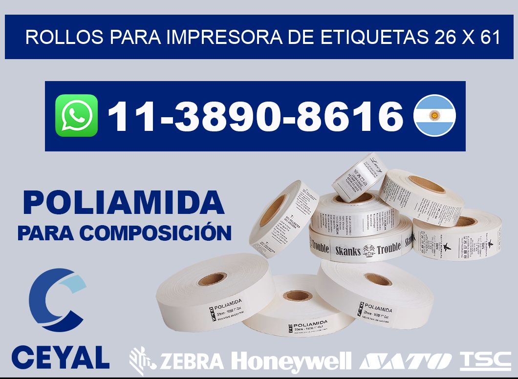 rollos para impresora de etiquetas 26 x 61
