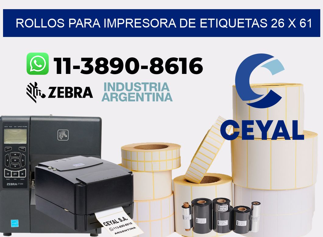 rollos para impresora de etiquetas 26 x 61