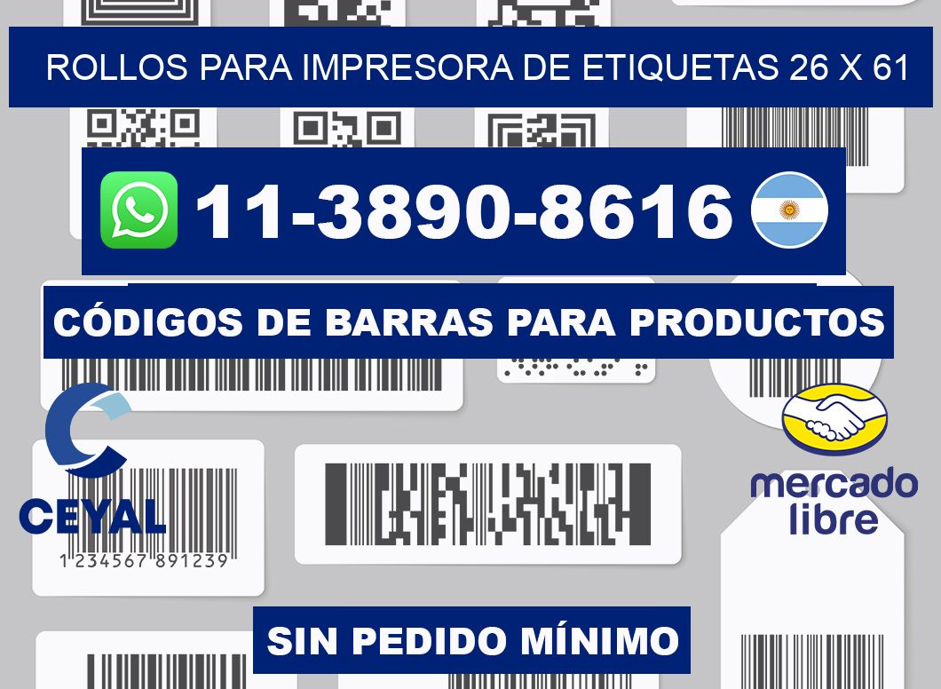 rollos para impresora de etiquetas 26 x 61