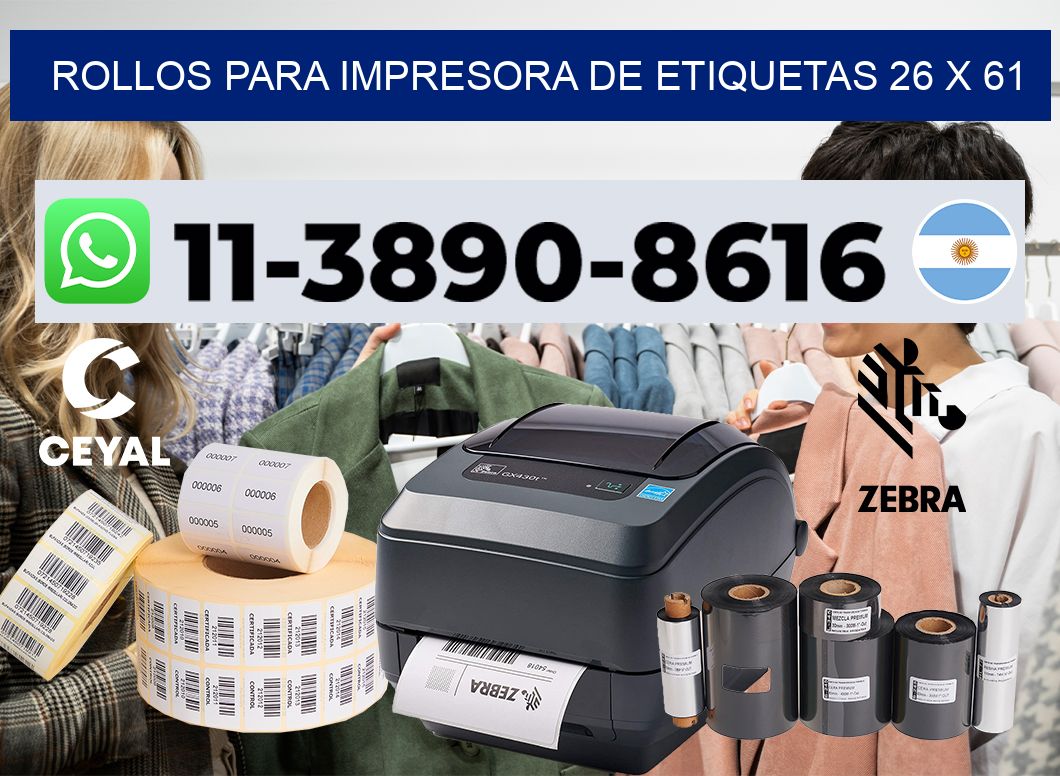 rollos para impresora de etiquetas 26 x 61