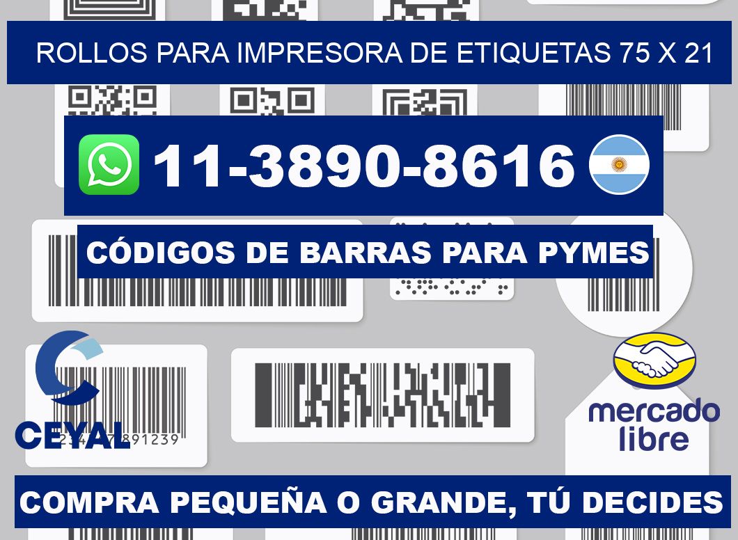 rollos para impresora de etiquetas 75 x 21