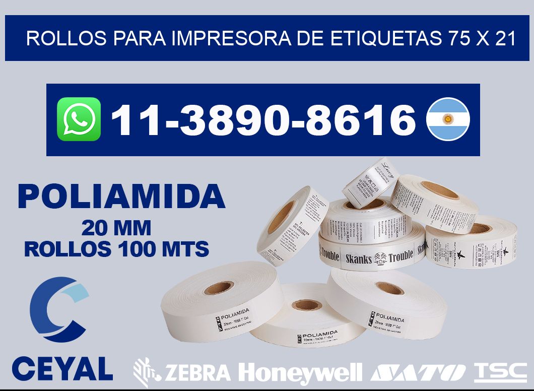 rollos para impresora de etiquetas 75 x 21