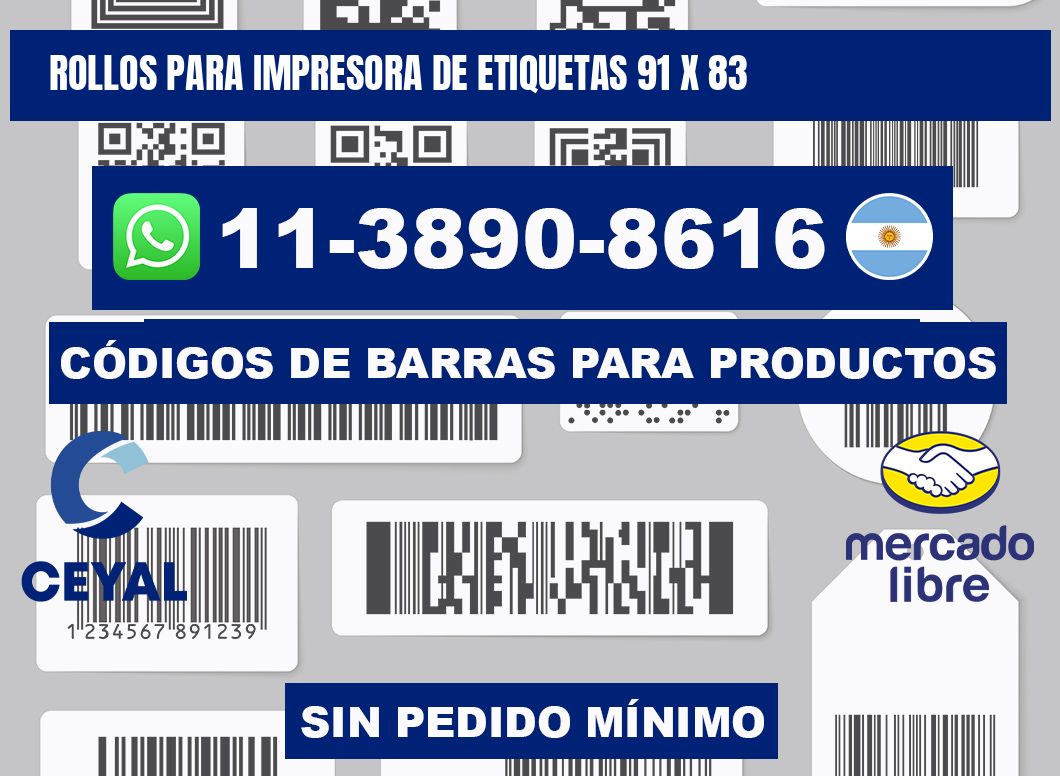 rollos para impresora de etiquetas 91 x 83