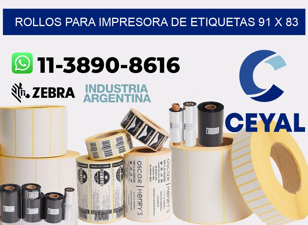 rollos para impresora de etiquetas 91 x 83