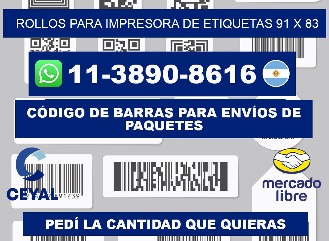 rollos para impresora de etiquetas 91 x 83