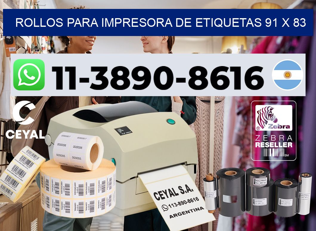 rollos para impresora de etiquetas 91 x 83