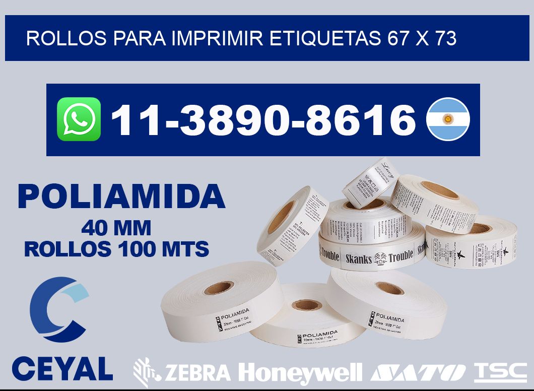 rollos para imprimir etiquetas 67 x 73