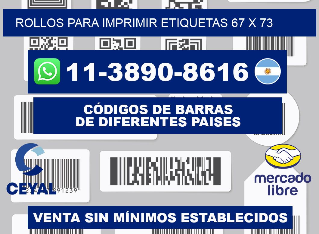 rollos para imprimir etiquetas 67 x 73