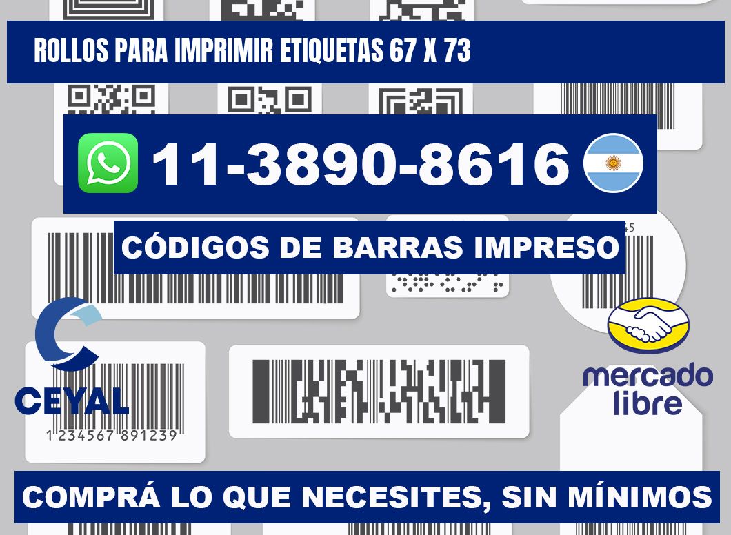 rollos para imprimir etiquetas 67 x 73