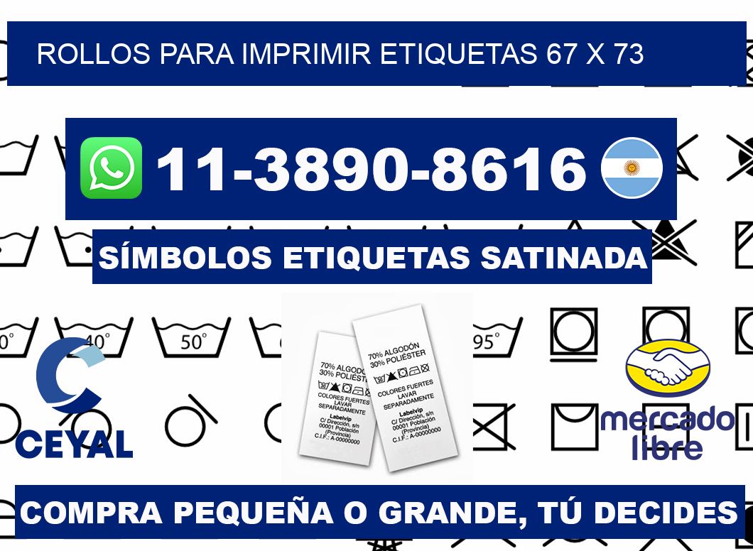 rollos para imprimir etiquetas 67 x 73
