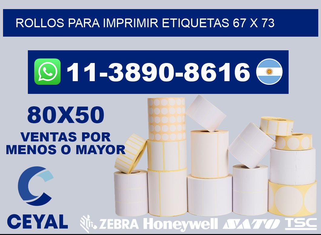 rollos para imprimir etiquetas 67 x 73