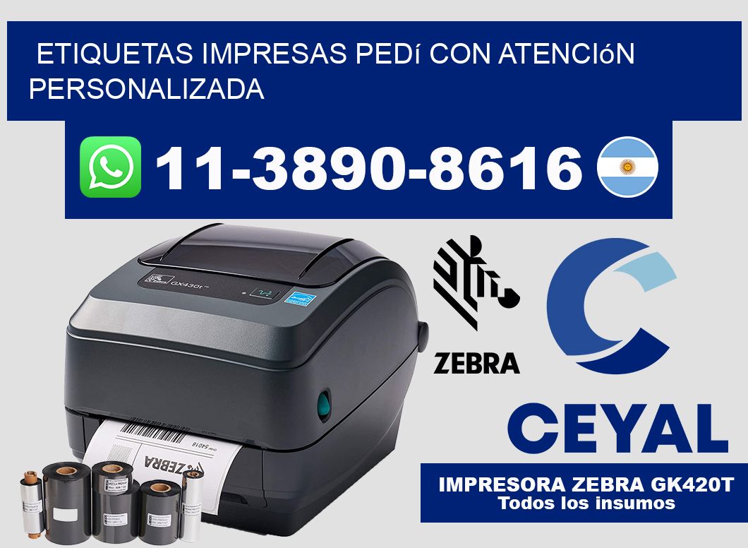 etiquetas impresas Pedí con atención personalizada