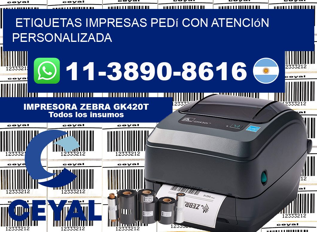 etiquetas impresas Pedí con atención personalizada