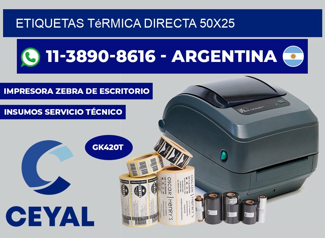 etiquetas térmica directa 50X25