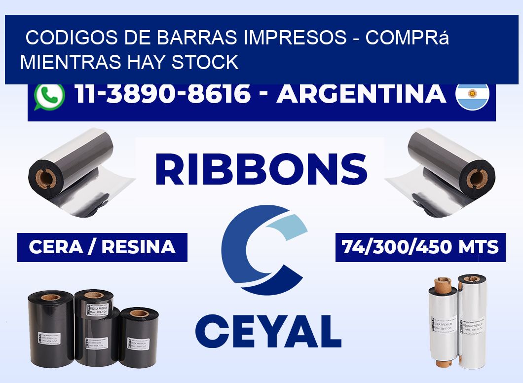 CODIGOS DE BARRAS IMPRESOS - Comprá mientras hay stock