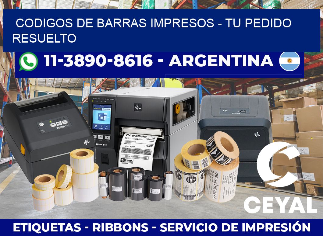 CODIGOS DE BARRAS IMPRESOS – Tu pedido resuelto