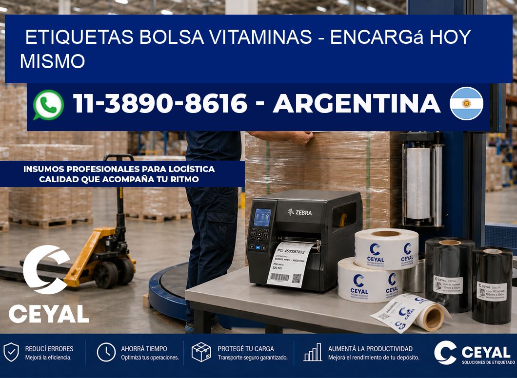 Etiquetas Bolsa vitaminas - Encargá hoy mismo