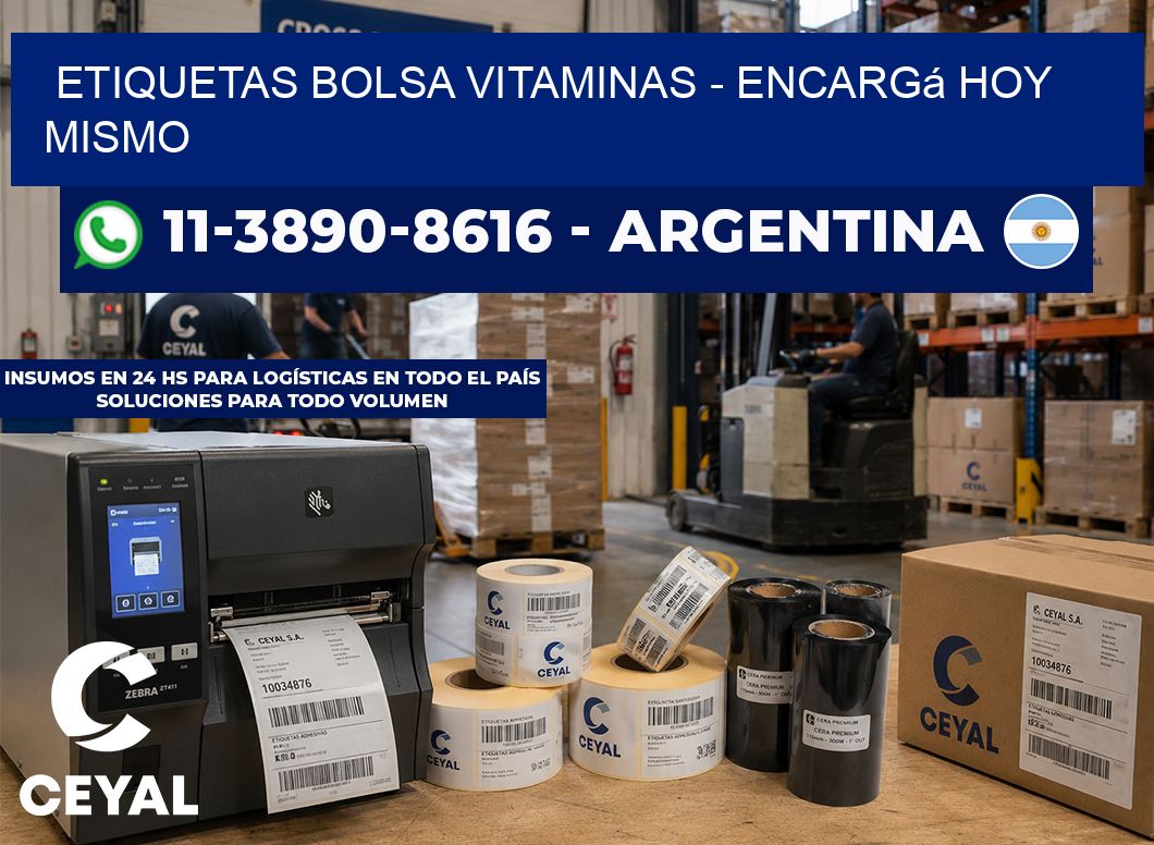 Etiquetas Bolsa vitaminas - Encargá hoy mismo