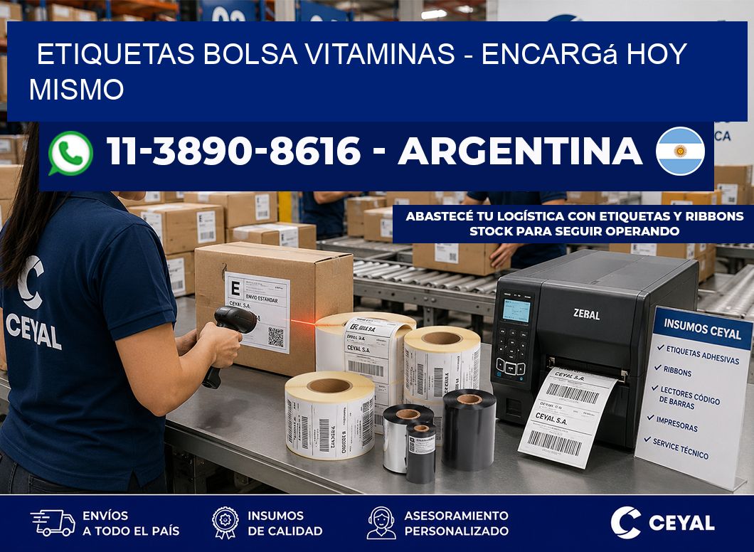 Etiquetas Bolsa vitaminas - Encargá hoy mismo