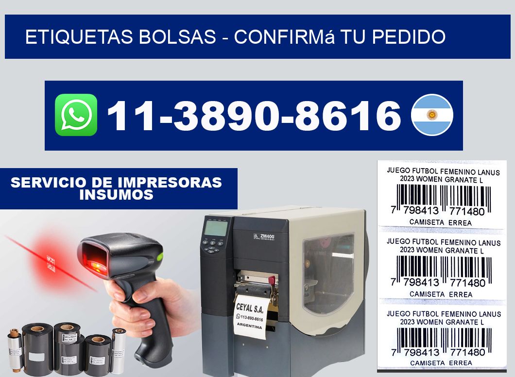 ETIQUETAS BOLSAS - Confirmá tu pedido