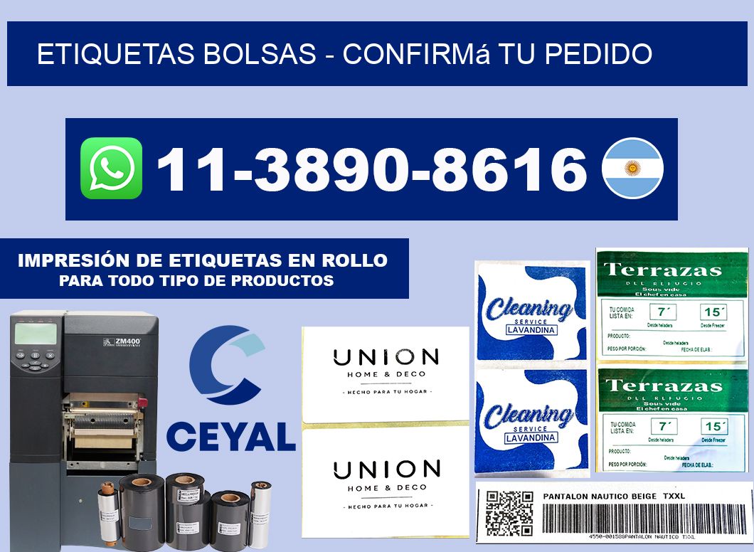 ETIQUETAS BOLSAS - Confirmá tu pedido