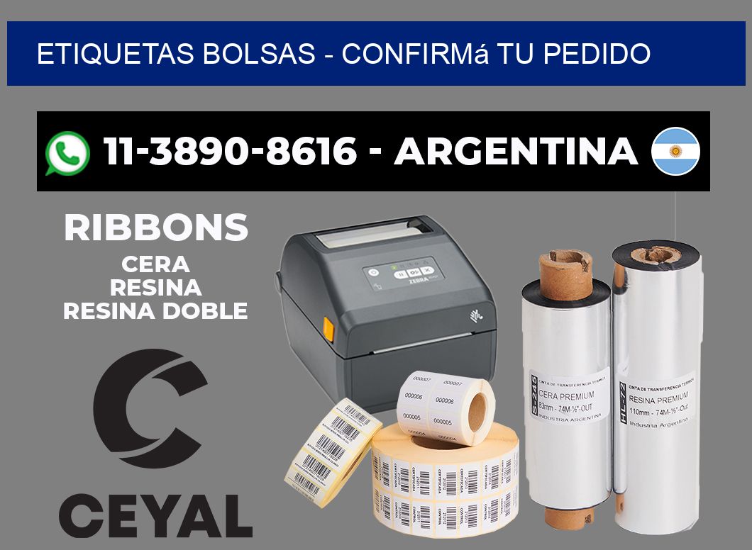 ETIQUETAS BOLSAS - Confirmá tu pedido